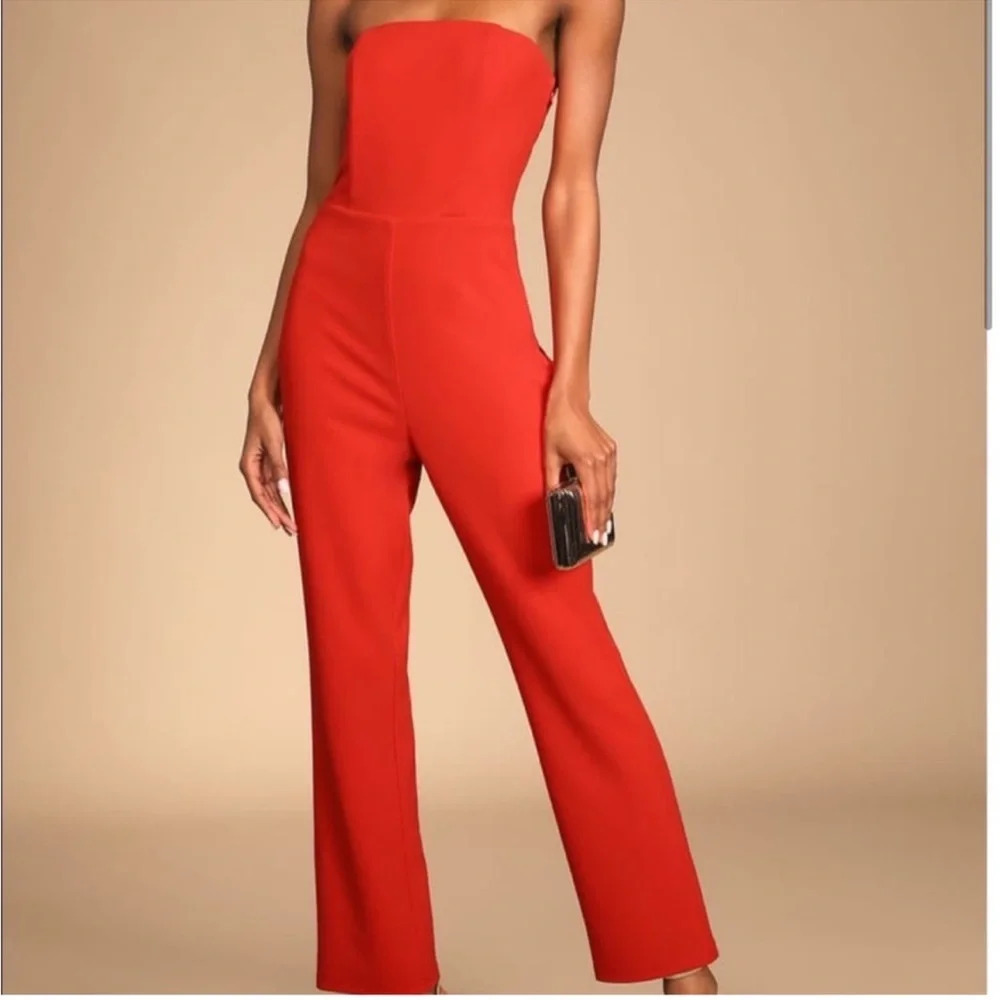 Lulu’s Strapless Jumpsuit Red XL